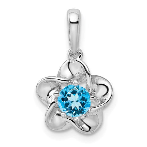 Sterling Silver Flower Pendant - Various Birthstone Choices-QBPD31DEC-Chris's Jewelry