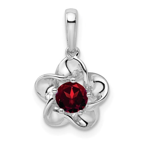 Sterling Silver Flower Pendant - Various Birthstone Choices-QBPD31JAN-Chris's Jewelry