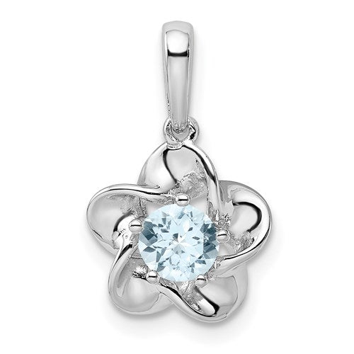 Sterling Silver Flower Pendant - Various Birthstone Choices-QBPD31MAR-Chris's Jewelry