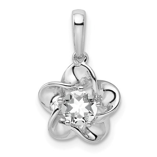 Sterling Silver Flower Pendant - Various Birthstone Choices-QBPD31APR-Chris's Jewelry