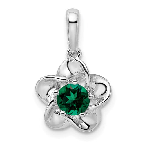 Sterling Silver Flower Pendant - Various Birthstone Choices-QBPD31MAY-Chris's Jewelry