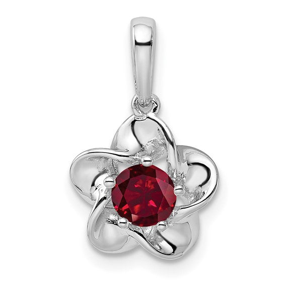 Sterling Silver Flower Pendant - Various Birthstone Choices-QBPD31JUL-Chris's Jewelry