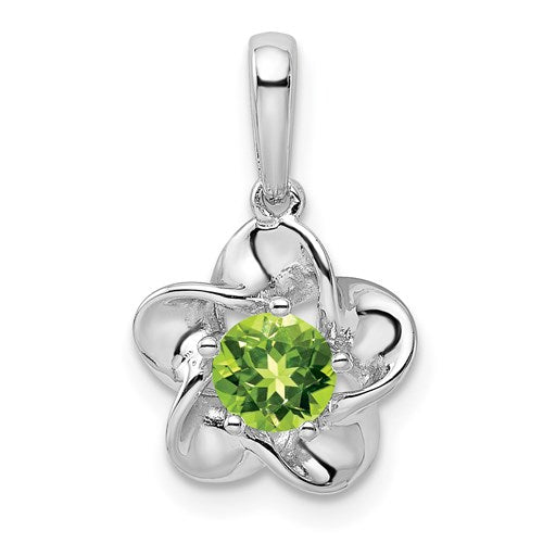 Sterling Silver Flower Pendant - Various Birthstone Choices-QBPD31AUG-Chris's Jewelry