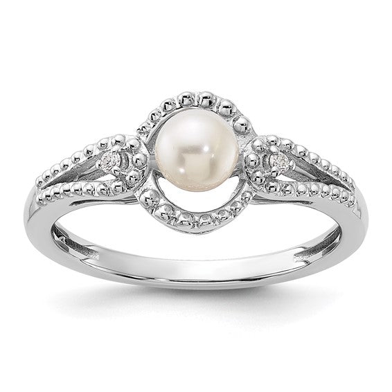 Sterling Silver Gemstone And Diamond Beaded Swirl Rings-QBR16JUN-5-Chris's Jewelry
