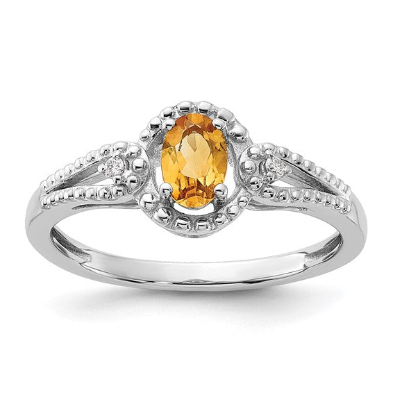 Sterling Silver Gemstone And Diamond Beaded Swirl Rings-QBR16NOV-5-Chris's Jewelry