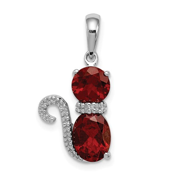 Sterling Silver Gemstone And Diamond Cat Pendants-QP4551GA-Chris's Jewelry