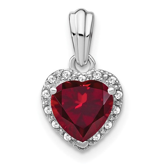 Sterling Silver Gemstone And Diamond Heart Pendants-PM7400-CRU-007-SSA-Chris's Jewelry
