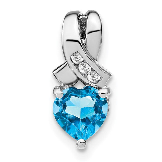 Sterling Silver Gemstone And Diamond Heart Pendants-PM7401-BT-003-SSA-Chris's Jewelry