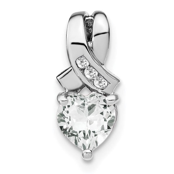 Sterling Silver Gemstone And Diamond Heart Pendants-PM7401-WT-003-SSA-Chris's Jewelry