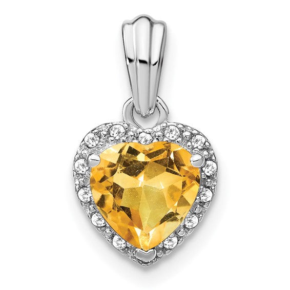 Sterling Silver Gemstone And Diamond Heart Pendants-PM7400-CI-007-SSA-Chris's Jewelry