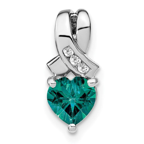 Sterling Silver Gemstone And Diamond Heart Pendants-PM7401-CA-003-SSA-Chris's Jewelry