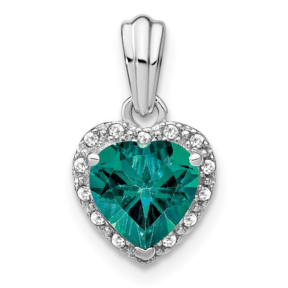 Sterling Silver Gemstone And Diamond Heart Pendants-PM7400-CA-007-SSA-Chris's Jewelry