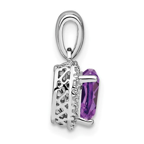 Sterling Silver Gemstone And Diamond Heart Pendants-Chris's Jewelry