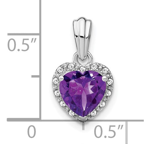 Sterling Silver Gemstone And Diamond Heart Pendants-Chris's Jewelry