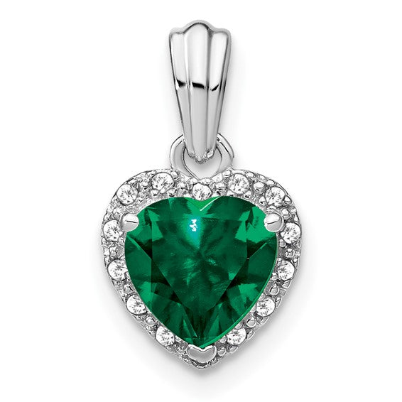 Sterling Silver Gemstone And Diamond Heart Pendants-PM7400-CEM-007-SSA-Chris's Jewelry