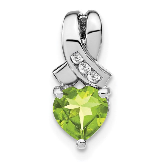 Sterling Silver Gemstone And Diamond Heart Pendants-PM7401-PE-003-SSA-Chris's Jewelry