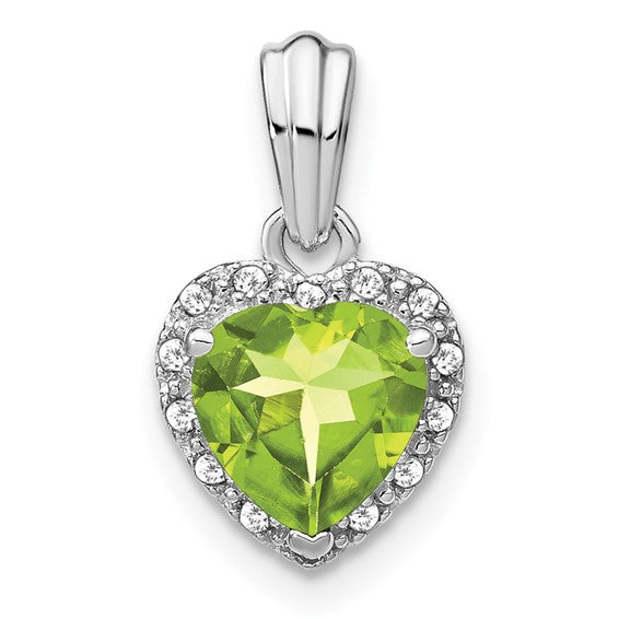 Sterling Silver Gemstone And Diamond Heart Pendants-PM7400-PE-007-SSA-Chris's Jewelry