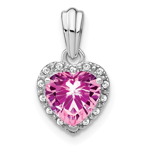 Sterling Silver Gemstone And Diamond Heart Pendants-PM7400-CPS-007-SSA-Chris's Jewelry