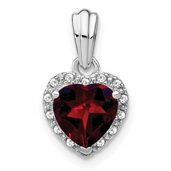 Sterling Silver Gemstone And Diamond Heart Pendants-PM7400-GA-007-SSA-Chris's Jewelry