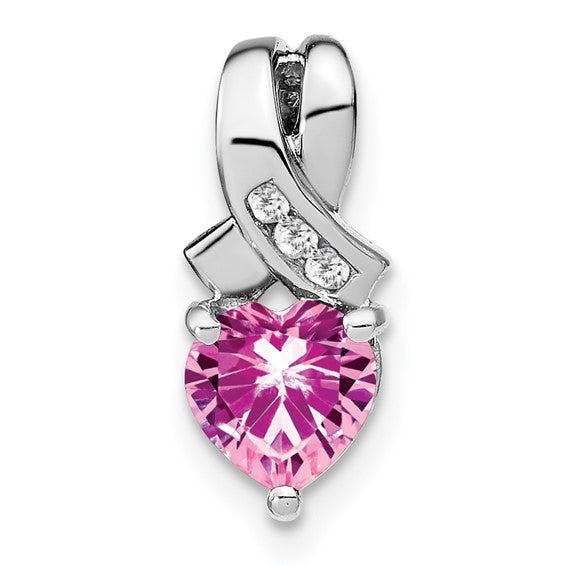 Sterling Silver Gemstone And Diamond Heart Pendants-PM7401-CPS-003-SSA-Chris's Jewelry