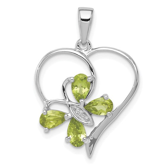 Sterling Silver Gemstone Butterfly Heart Pendants-QDX806-Chris's Jewelry