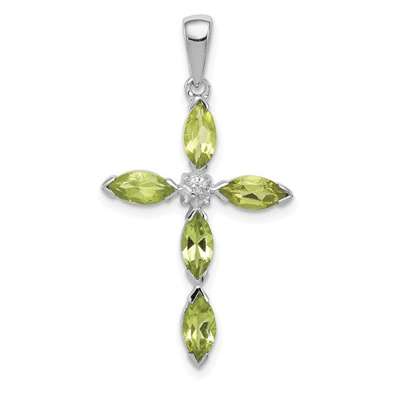 Sterling Silver Gemstone & Diamond Cross Pendants-QDX813-Chris's Jewelry