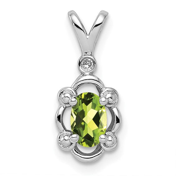 Sterling Silver Gemstone & Diamond Pendants-QBPD21AUG-Chris's Jewelry