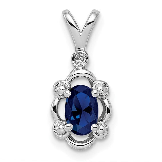 Sterling Silver Gemstone & Diamond Pendants-QBPD21SEP-Chris's Jewelry