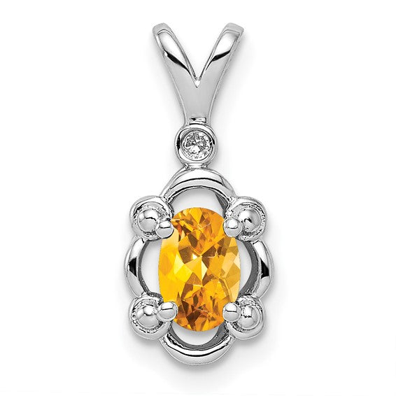Sterling Silver Gemstone & Diamond Pendants-QBPD21NOV-Chris's Jewelry