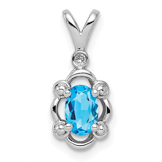 Sterling Silver Gemstone & Diamond Pendants-QBPD21DEC-Chris's Jewelry