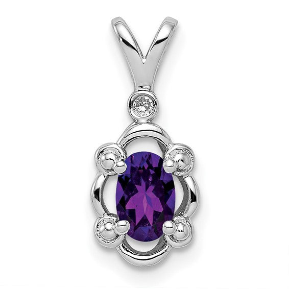 Sterling Silver Gemstone & Diamond Pendants-QBPD21FEB-Chris's Jewelry