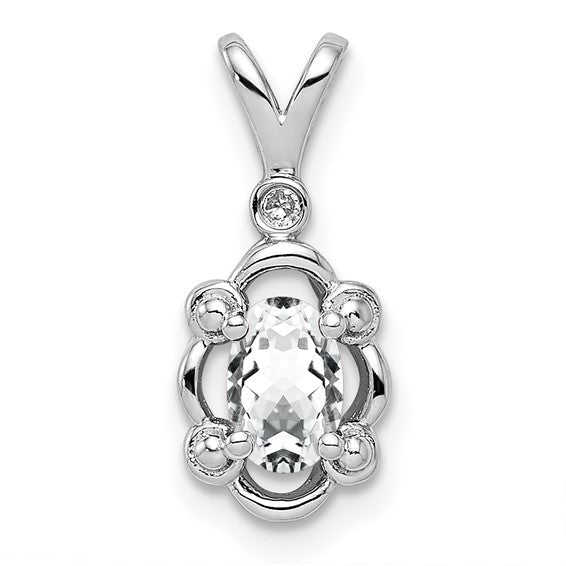 Sterling Silver Gemstone & Diamond Pendants-QBPD21APR-Chris's Jewelry