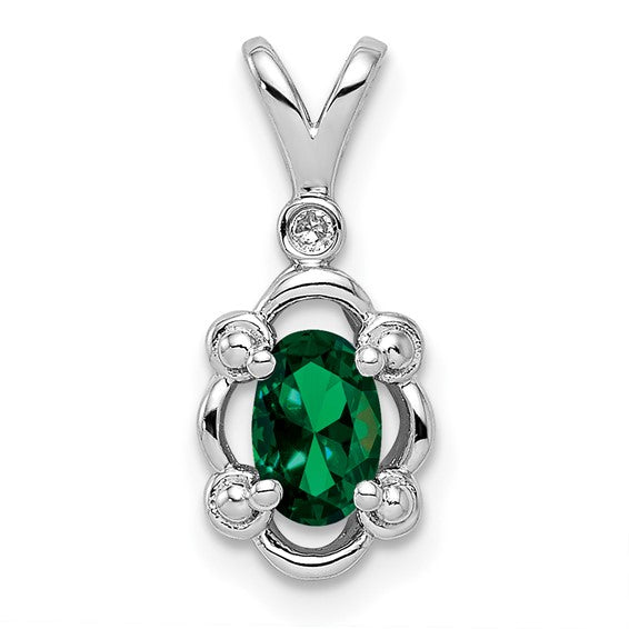 Sterling Silver Gemstone & Diamond Pendants-QBPD21MAY-Chris's Jewelry