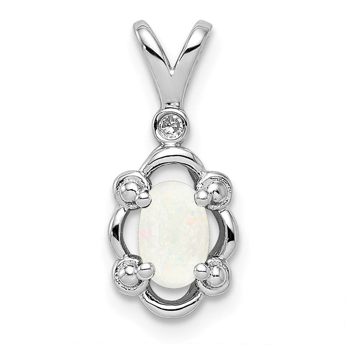 Sterling Silver Gemstone & Diamond Pendants-QBPD21OCT-Chris's Jewelry