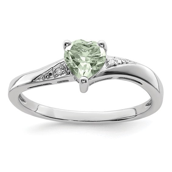 Sterling Silver Gemstone Heart and Diamond Rings-QR4555AG-6-Chris's Jewelry