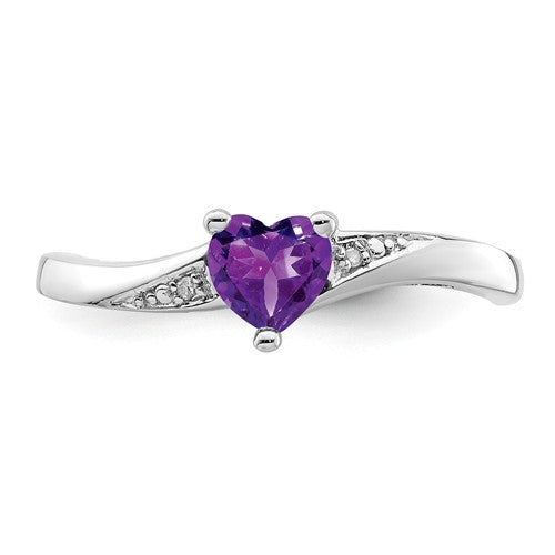 Sterling Silver Gemstone Heart and Diamond Rings-Chris's Jewelry