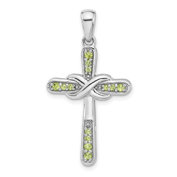 Sterling Silver Gemstone Infinity Cross Pendants-QP5877PE-Chris's Jewelry