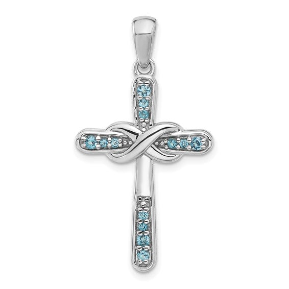 Sterling Silver Gemstone Infinity Cross Pendants-QP5877BT-Chris's Jewelry