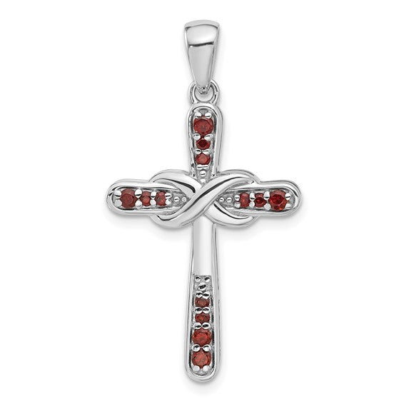 Sterling Silver Gemstone Infinity Cross Pendants-QP5877GA-Chris's Jewelry