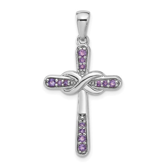Sterling Silver Gemstone Infinity Cross Pendants-QP5877AM-Chris's Jewelry