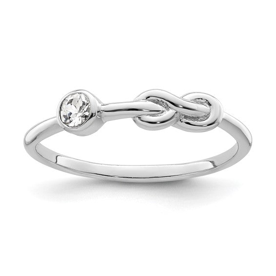 Sterling Silver Gemstone Infinity Knot Birthstone Rings-QBR34APR-6-Chris's Jewelry