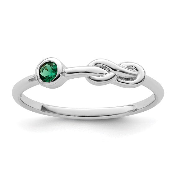 Sterling Silver Gemstone Infinity Knot Birthstone Rings-QBR34MAY-6-Chris's Jewelry