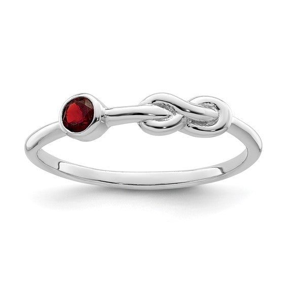 Sterling Silver Gemstone Infinity Knot Birthstone Rings-QBR34JAN-6-Chris's Jewelry