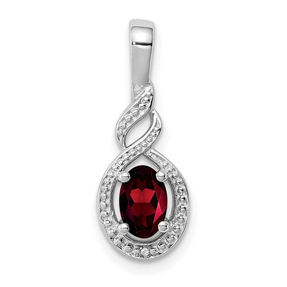 Sterling Silver Gemstone Oval & Diamond Pendants-QBPD18JAN-Chris's Jewelry