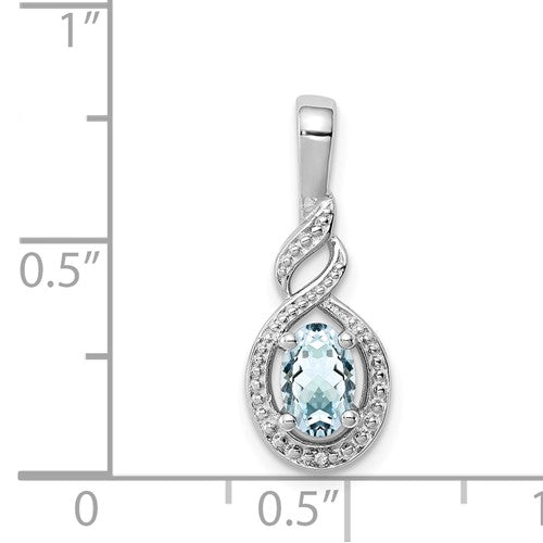 Sterling Silver Gemstone Oval & Diamond Pendants-Chris's Jewelry