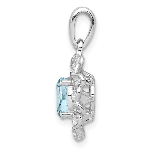 Sterling Silver Gemstone & White Topaz Hearts Halo Pendants-Chris's Jewelry