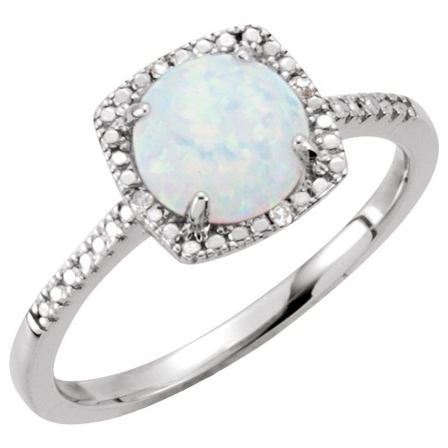 Sterling Silver Gemstone & .01 CTW Diamond Halo-Style Rings-69940-Chris's Jewelry