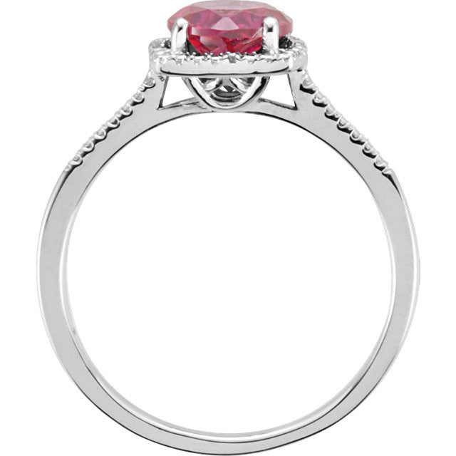 Sterling Silver Gemstone & .01 CTW Diamond Halo-Style Rings-Chris's Jewelry