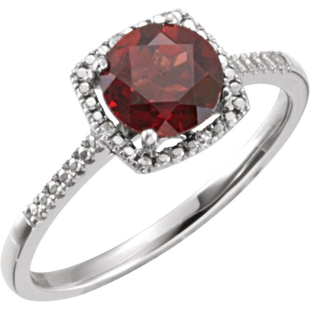 Sterling Silver Gemstone & .01 CTW Diamond Halo-Style Rings-69940-Chris's Jewelry