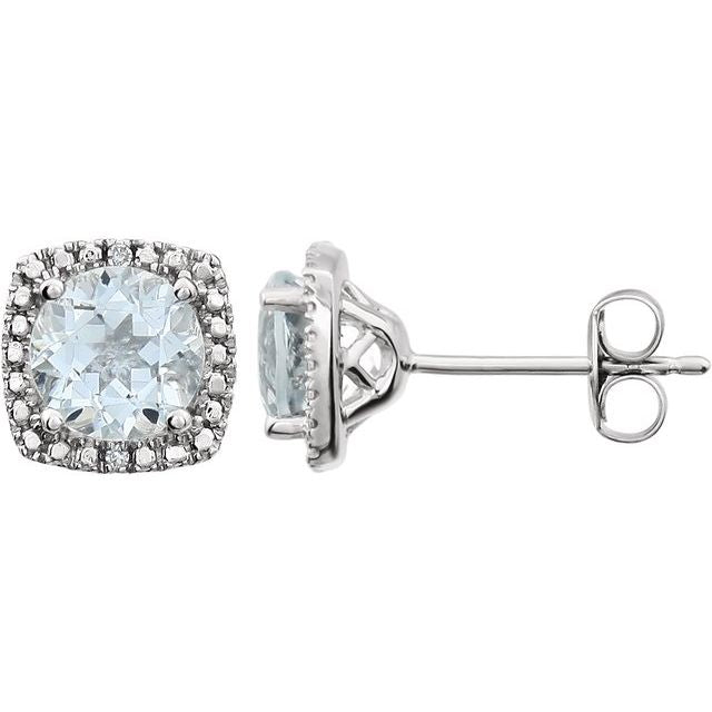 Sterling Silver Gemstone & .015 CTW Diamond Halo-Style Earrings-650167:111:P-Chris's Jewelry